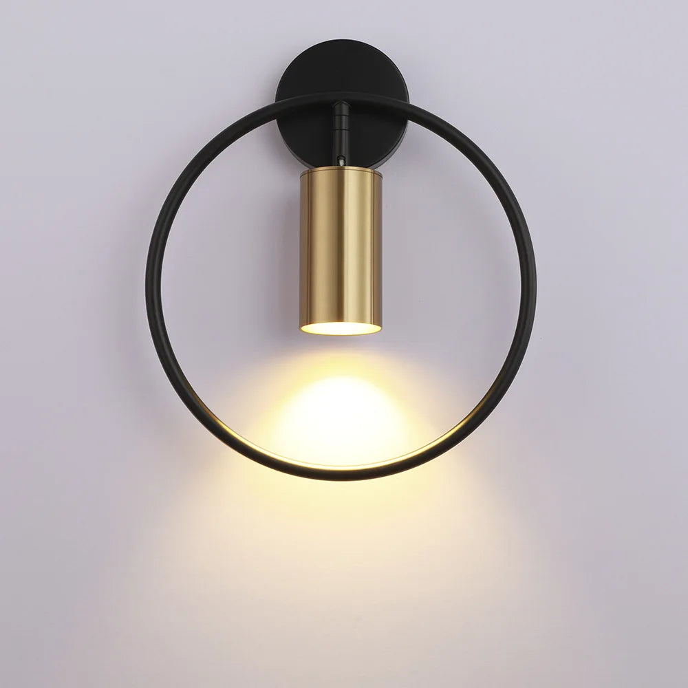 Brass Gold Ring Adjustable LED Wall Sconce Light for Home Hotel Corridor