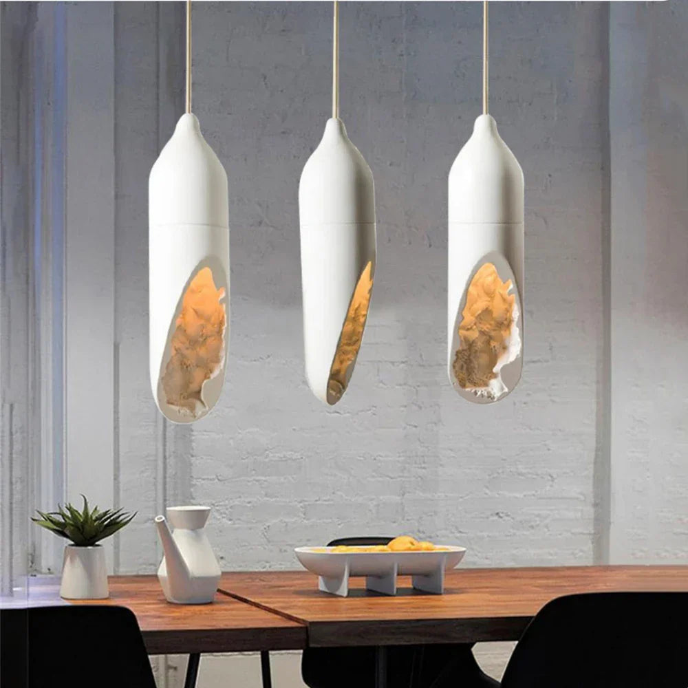 Wabi Sabi Plaster Pendant Lamp White Chandelier