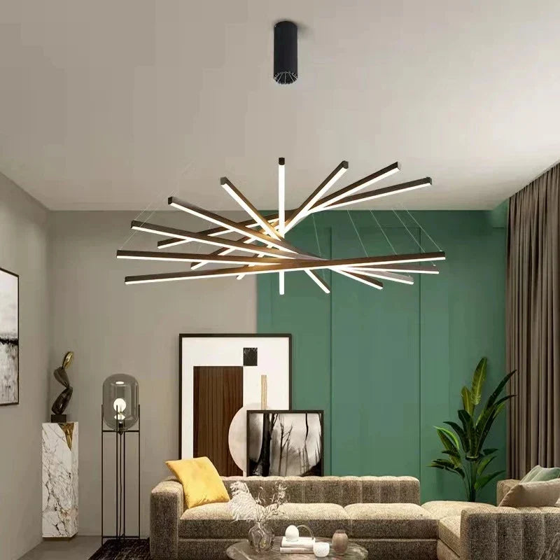Aluminum Ceiling Chandelier: LED Changeable Shape Stair High-Rise Indoor Lighting