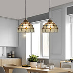 Stained Glass Pteris Pendant Light Chandelier for Dining Room and Bedroom