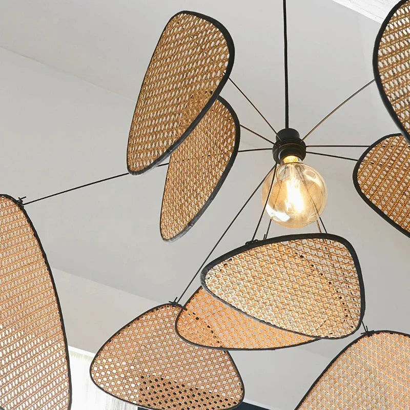 Petals Wicker Chandelier: Japanese Style Pendant Lights for Living Room