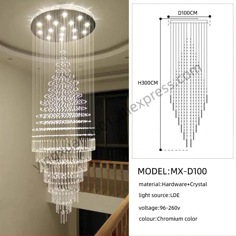 Crystal Chandelier: Modern Nordic LED Pendant Light for Kitchen Living Room Staircase