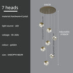 Crystal Modern Chandelier for Living Room Luxury Loft LED Lighting Staircase Chandelier