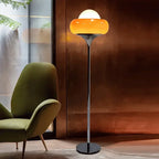 Retro Orange Glass Table Lamp with Egg Tart Lampshade