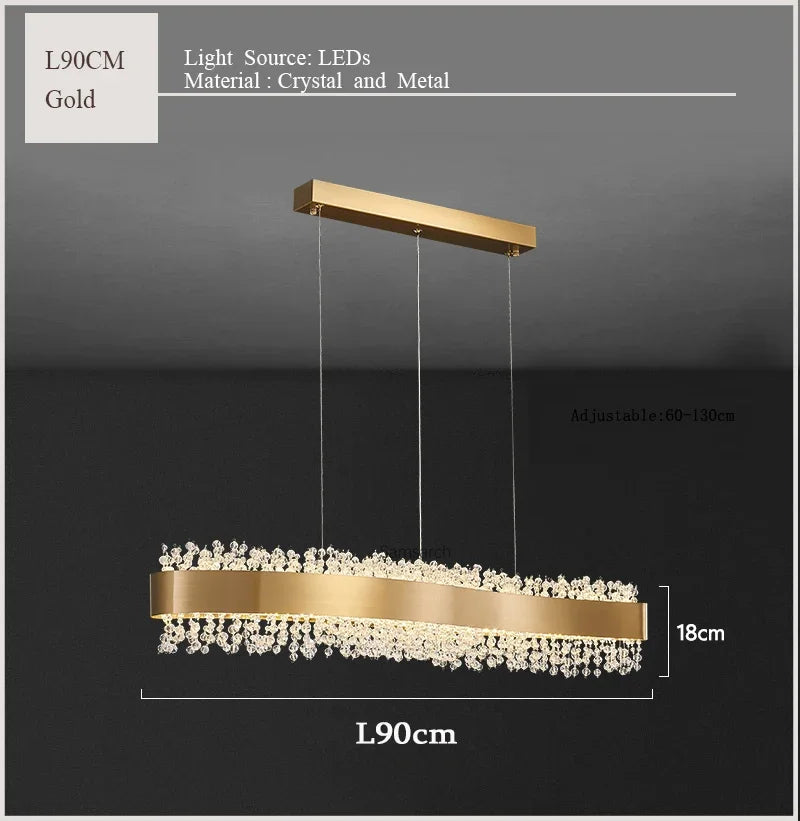 Modern Crystal Chandelier Pendant Lights LED Luxury Living Room Kitchen Island