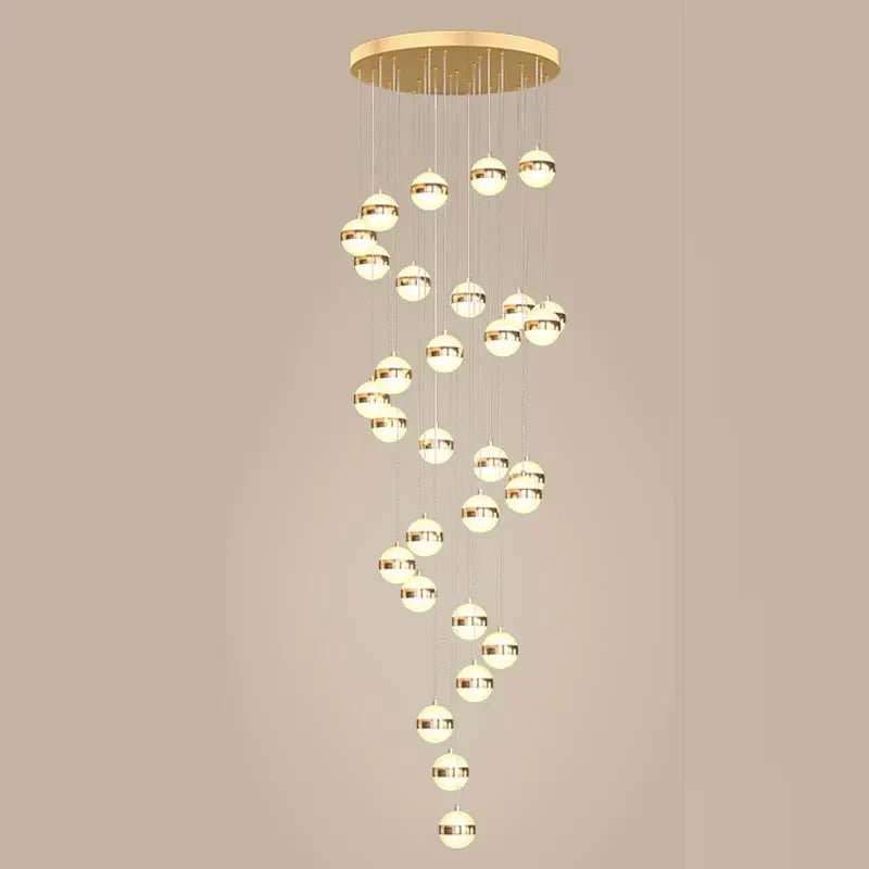 Gold Acrylic Chandelier - Modern Staircase LED Lighting