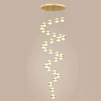 Round Ball Acrylic Chandelier Staircase LED Gold Lighting Fixtures