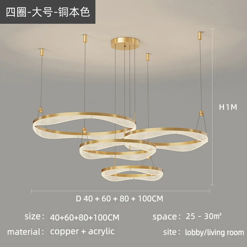 LED Ring Pendant Chandelier for Living Room Bedroom and Dining Room