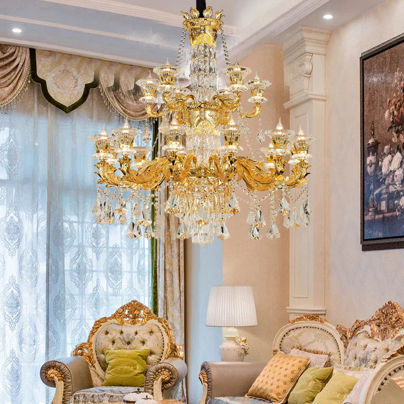 Jade Crystal Chandelier - Elegant European Style Living Room Lighting