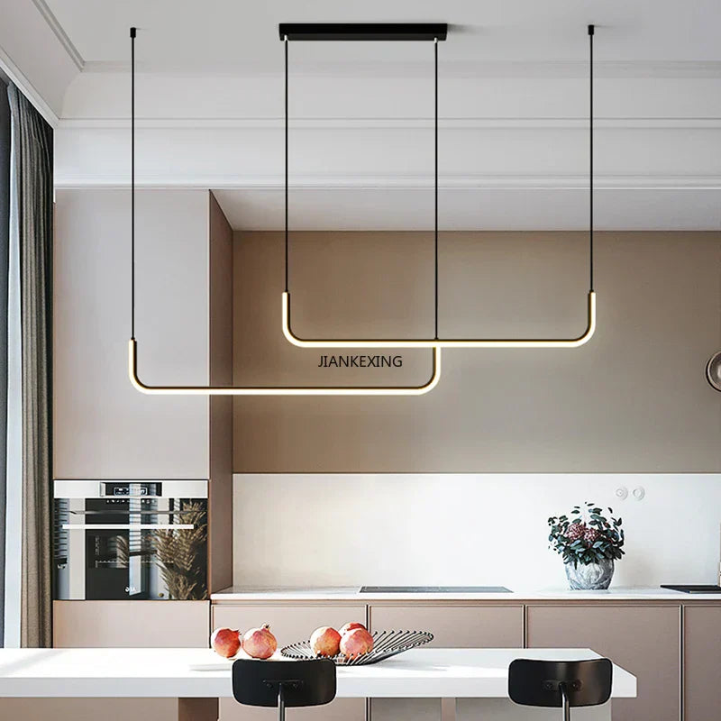 LED Chandelier: Modern Black Gold Dimmable Lighting for Dining Room, Kitchen Table