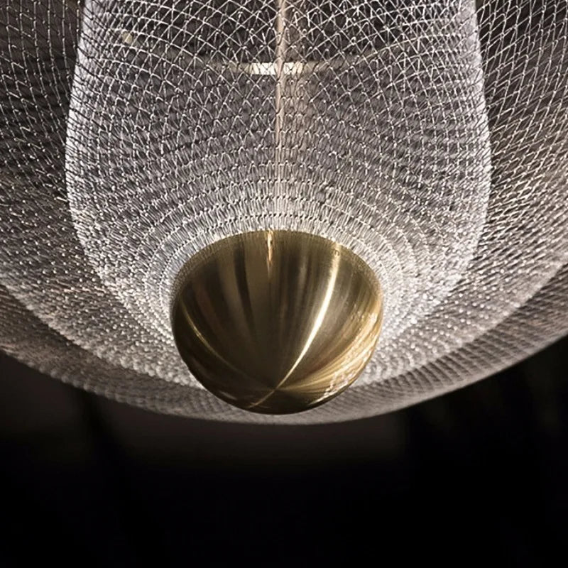 Meshmatics Chandelier: Modern Cage Design LED Dimmable Lighting Fixtures for Dining Room