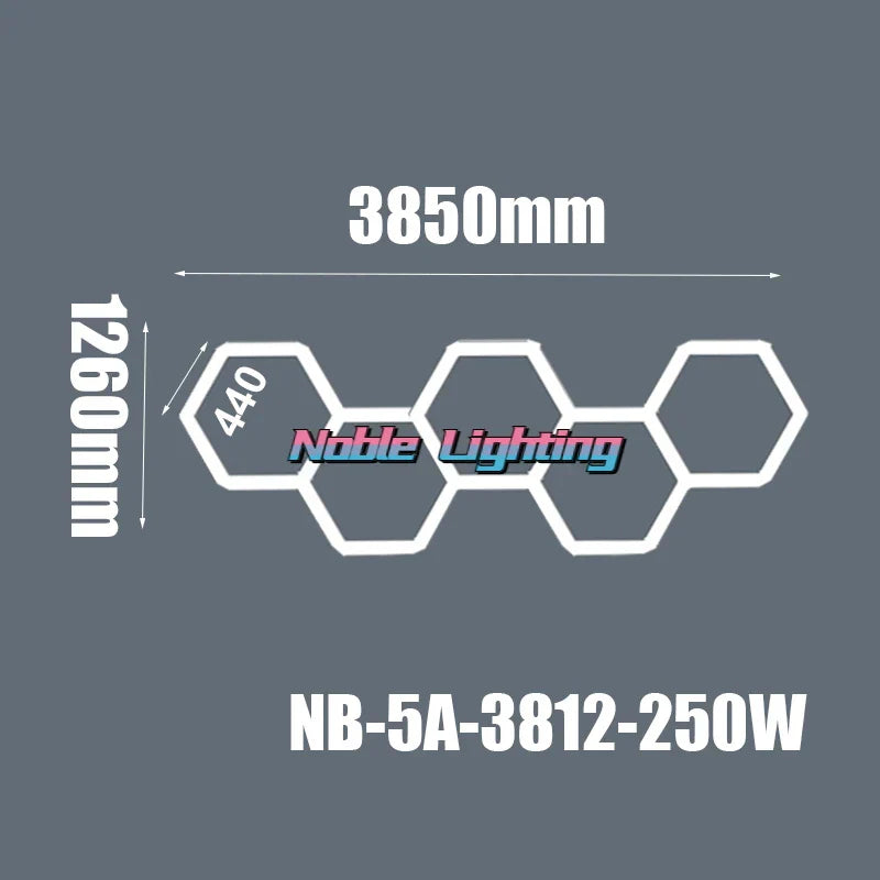 Aluminum Housing Hexagon LED Light Bar Detailing Light 5X12M Honeycomb Ceiling Lamp