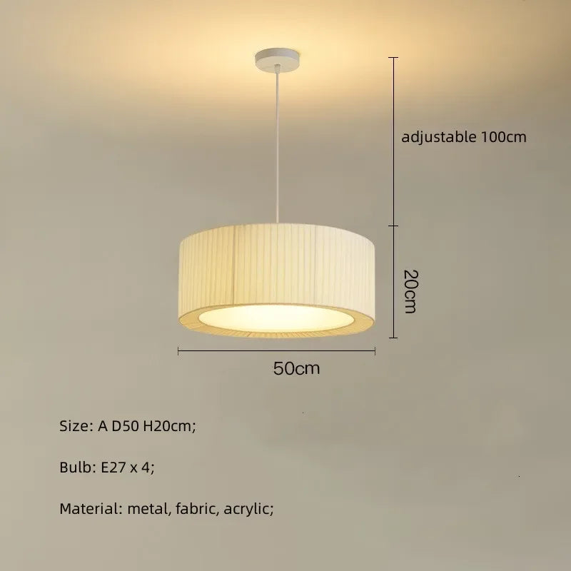 Modern White Fabric Chandelier Pendant Light Fixture