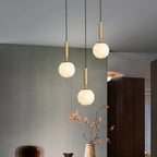 Copper Marble Pendant Light: Modern LED Hanging Lamp for Dining Room