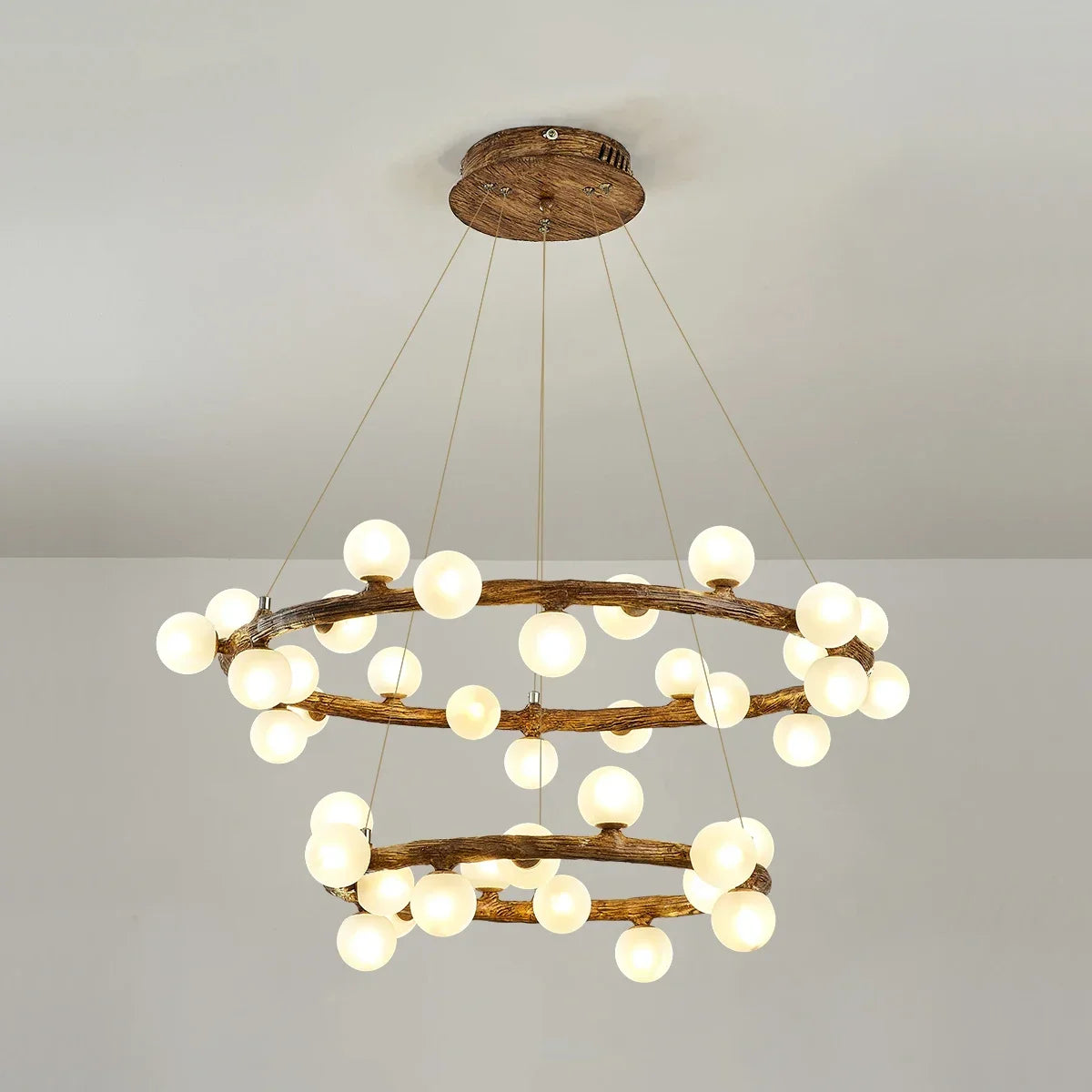 Retro Wood Twig LED Chandelier Pendant Light for Dining Room Kitchen Decoration
