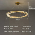 Luxury Gold LED Crystal Pendant Chandelier for Living & Dining Room Lighting