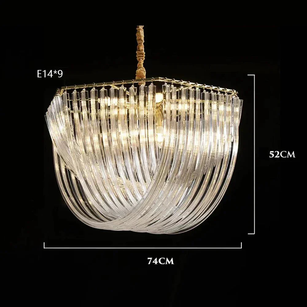 Modern Nordic Glass Tube Chandelier for Living Room Bedroom Restaurant Lighting