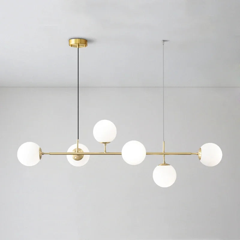 Glass Ball LED Pendant Light in Golden Finish for Modern Home Decor.