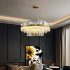 Gold Metal Crystal Pendant Light - Dimmable LED Hanging Lamp