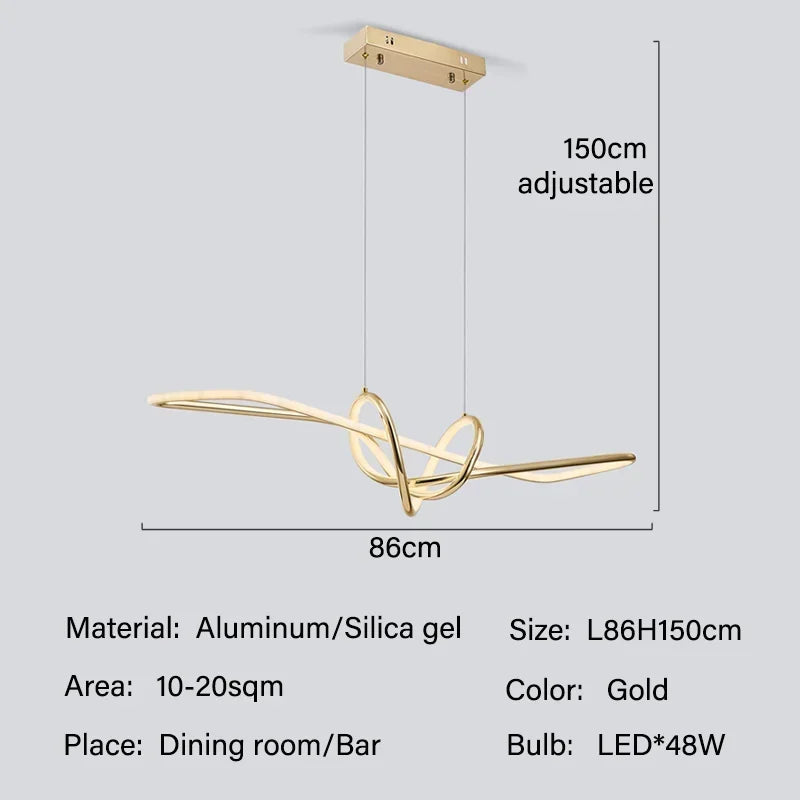 Gold LED Chandeliers: Modern Kitchen & Restaurant Lighting Fixtures