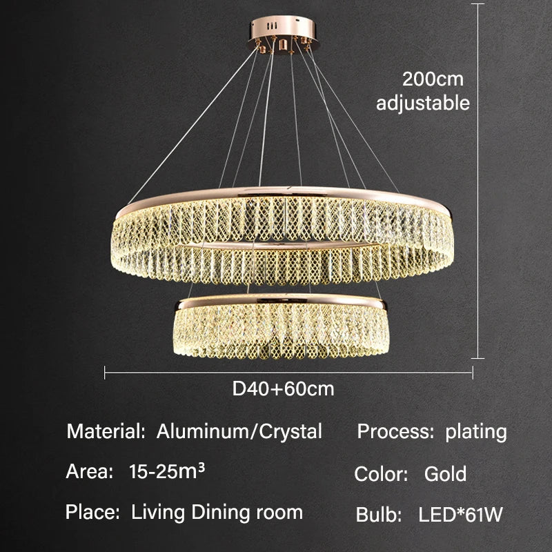 Crystal Chandelier Luxury LED Lighting for Living Dining Kitchen Bedroom