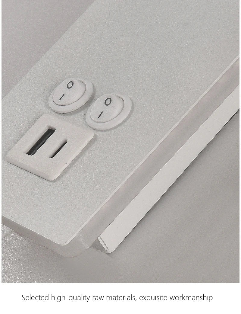 Black Brass LED Wall Lamp with USB Port & Switch - 3W Spotlight for Bedroom