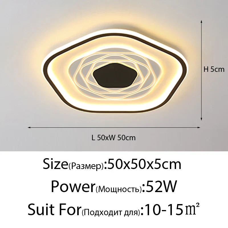 Modern Pentagonal LED Ceiling Chandelier Light for Living Room Bedroom Lighting