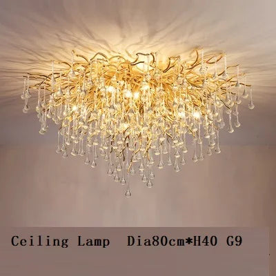 LED Crystal Chandelier: Elegant Living Room Pendant Light Fixture