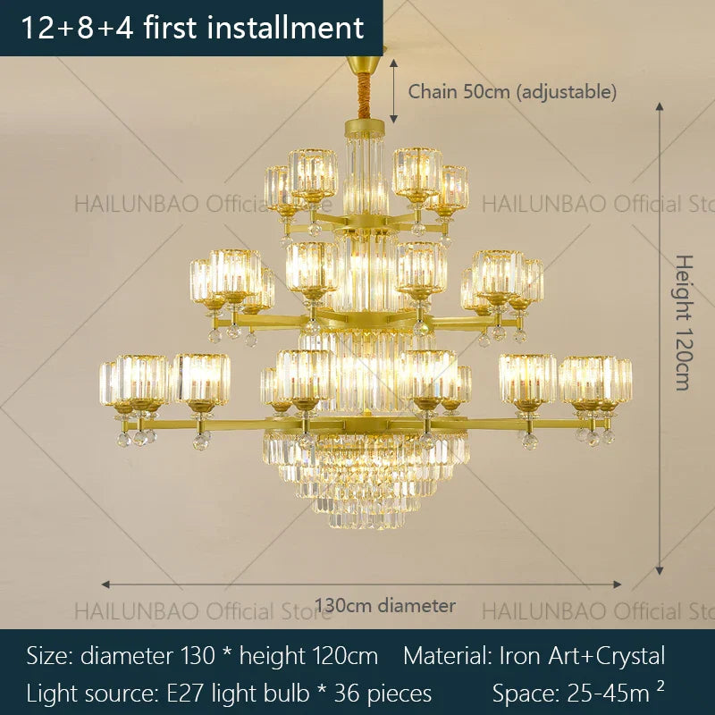 Crystal Chandelier: Elegant Light Luxury Villa Bedroom Living Room Lamp