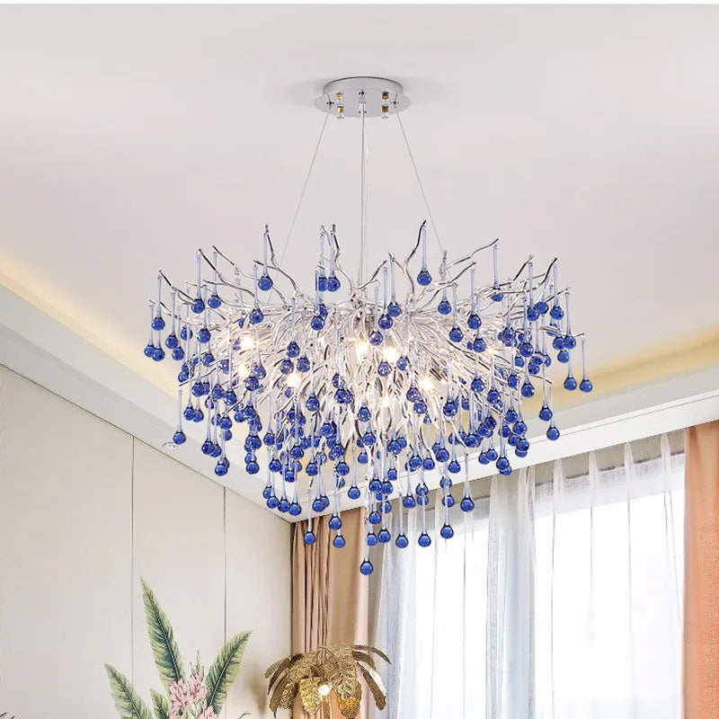 Kids' Pink Crystal Chandelier: Colorful Chrome Ceiling Light for Girls' Bedroom