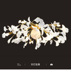 Ginkgo Leaf Acrylic Metal LED Ceiling Chandelier for Home Living Room
