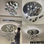 Chrome LED Pendant Lights: Modern Water Droplets Chandeliers for Living, Dining, Bedroom.