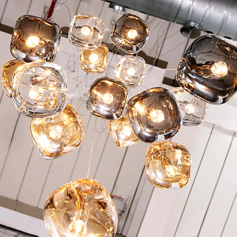 Crystal Staircase Chandelier: Luxury Modern Lighting Fixture Amber/Smoky Grey/Clear