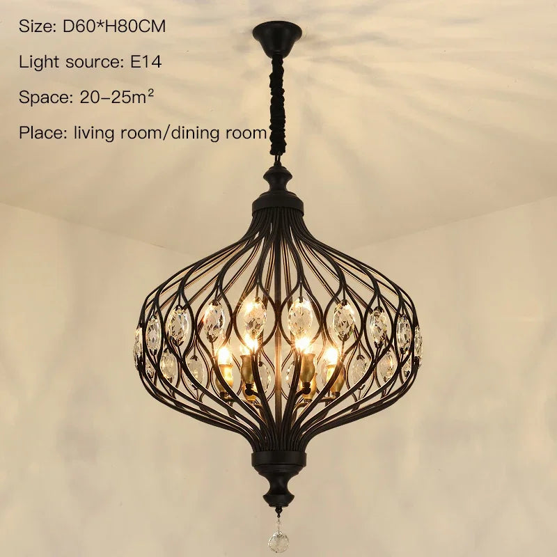 Vintage Lantern Chandelier for Living Room Bedroom Stairwell - Modern Country Style Lighting