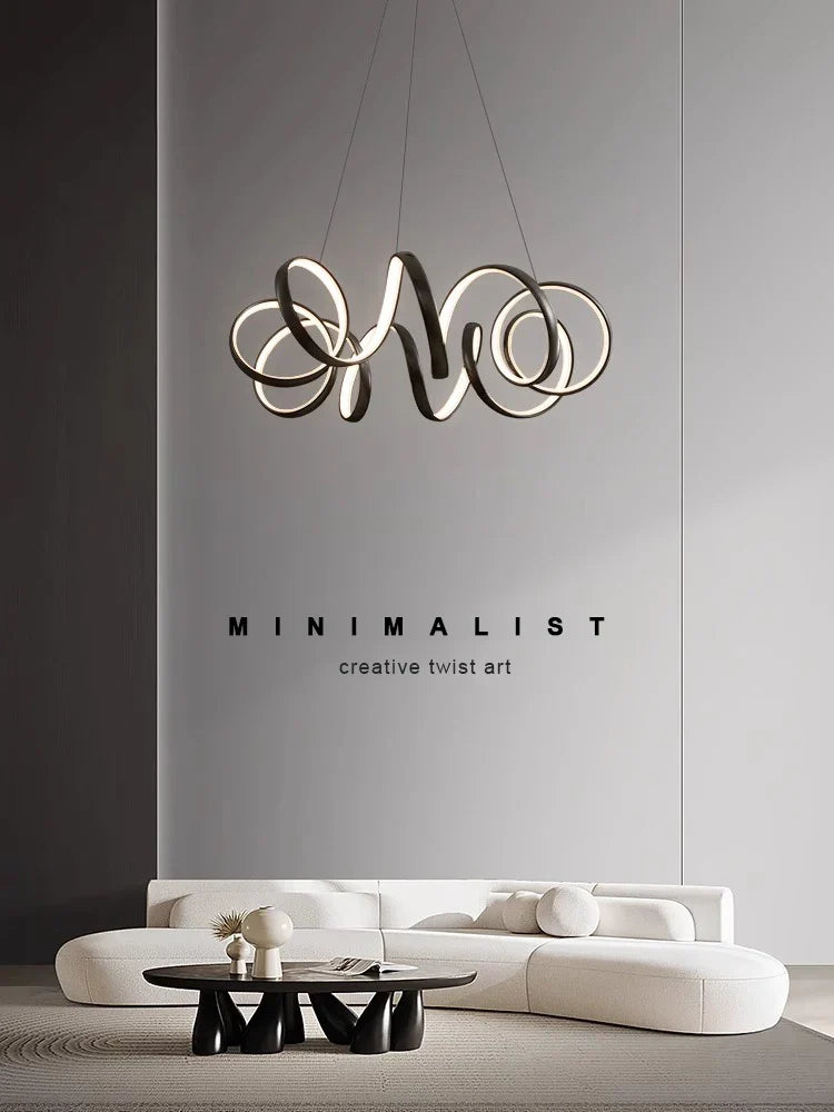 Creative Twisted LED Chandelier for Living Room Bedroom Lighting