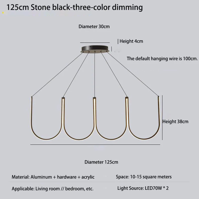 Modern U Shape LED Chandelier for Dining Living Kitchen Island Lighting