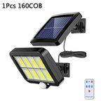 160COB Solar Outdoor Wall Lights Motion Sensor Remote Control Garden Street
