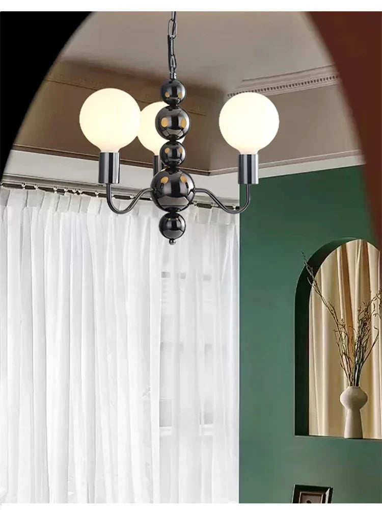 Pearl Black Chandelier: Minimalist High-End Bauhaus Design for Living Room Bedroom Study