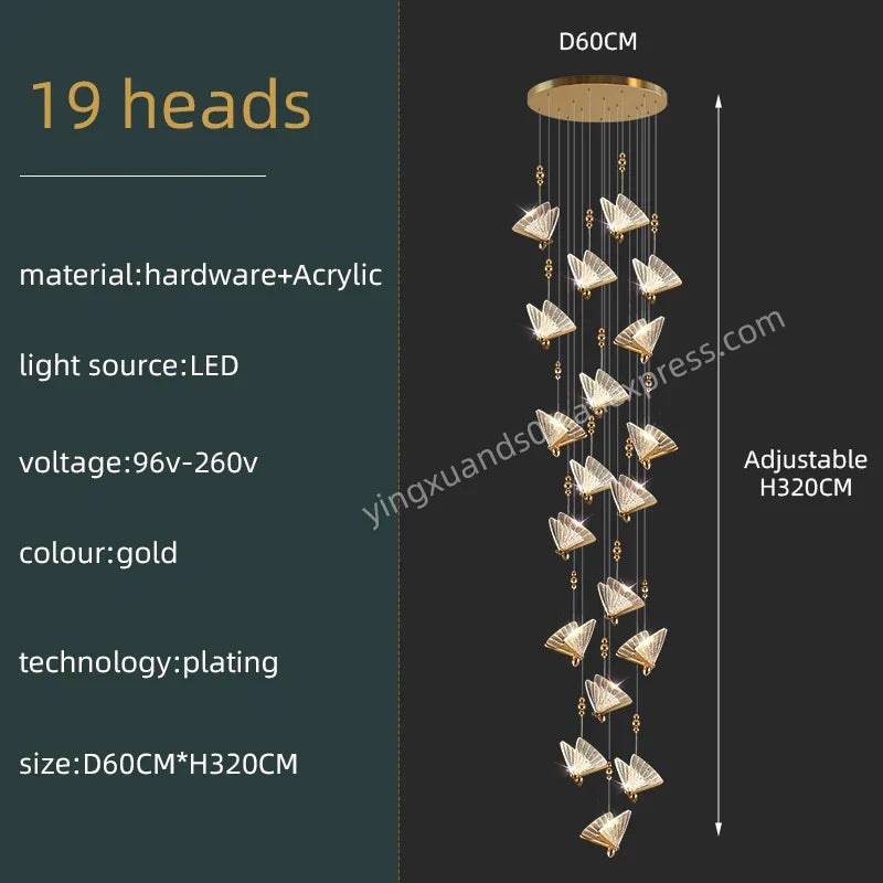 Butterfly Acrylic Chandelier Modern Ceiling Light Pendant Lamp for Living Room