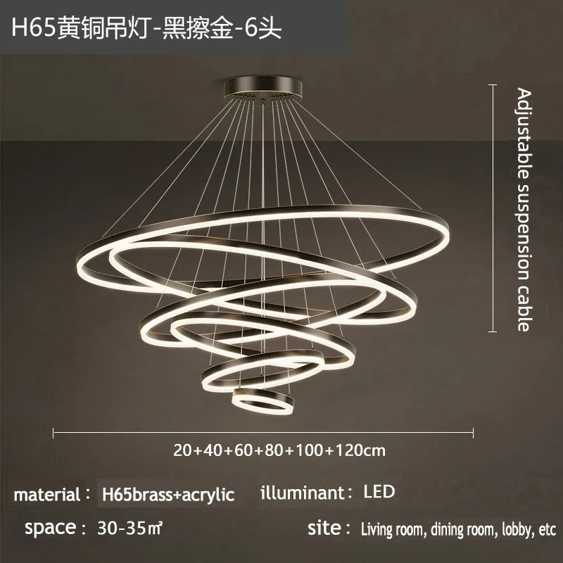 Nordic Circular Chandelier Hanging Pendant Light for Living Room and Dining Room