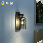 Vintage Glass Wall Sconce for Home Decor, E27 Vanity Lighting for Bedroom or Hallway