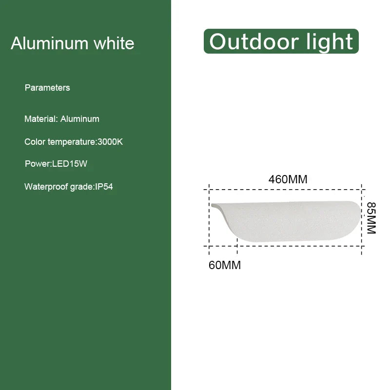 Outdoor LED Wall Sconce in White Aluminum for Porch Entryway