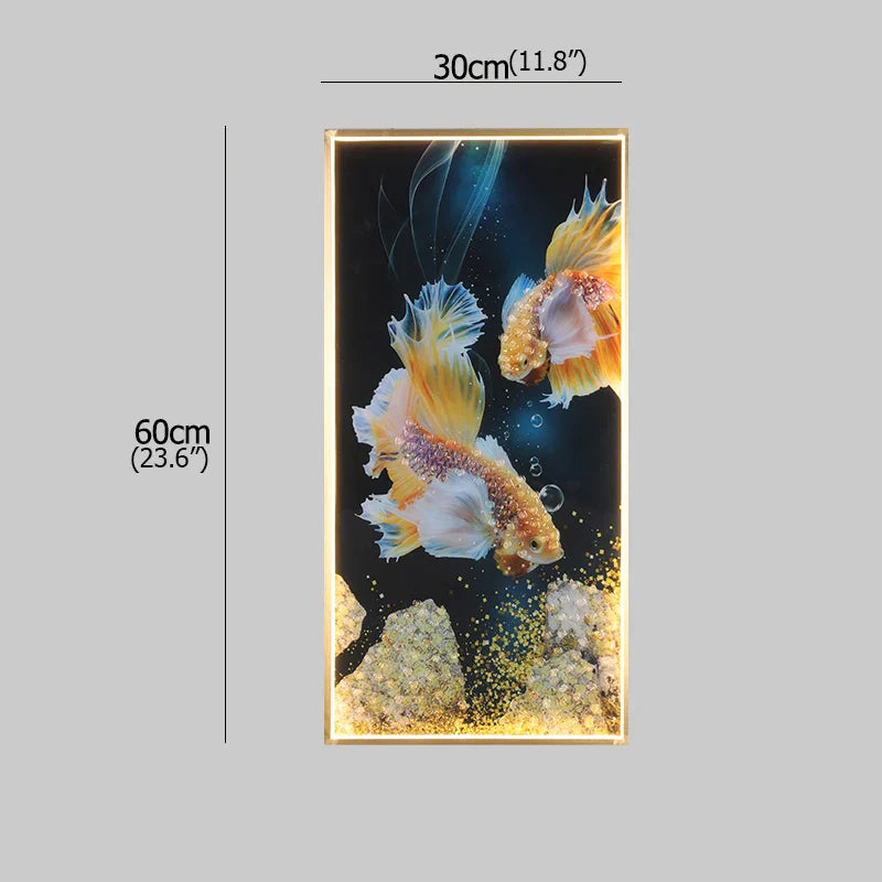 Gold Fish LED Picture Wall Light for Home Decor & Bedroom Aisle