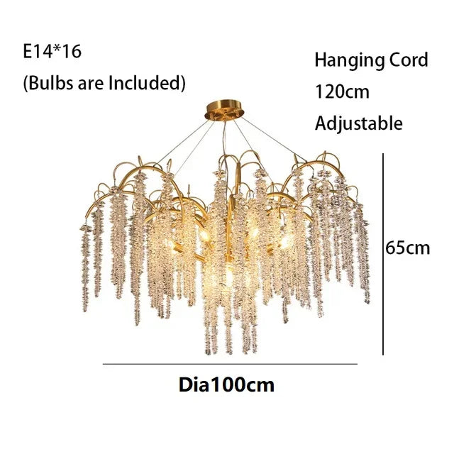 Gold Glass LED Crystal Chandeliers for Luxe Dining Room Decor