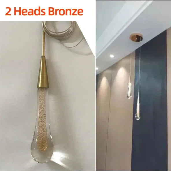 Tear Drop Crystal Glass LED Pendant Light Chandelier for Restaurant, Bar, and Staircase