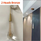 Tear Drop Crystal Glass LED Pendant Light Chandelier for Restaurant, Bar, and Staircase