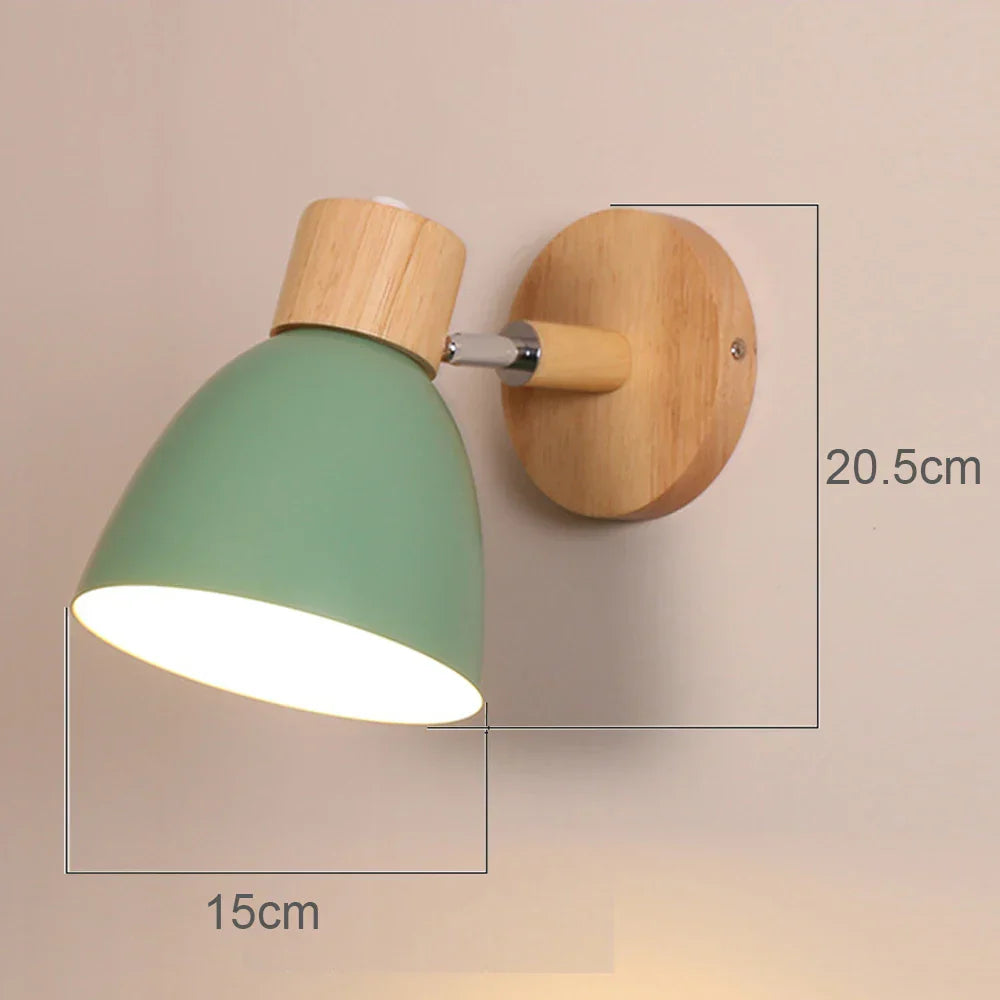 Wood Bedroom Wall Light Modern Macaron LED Sconce, Nordic Minimalist Design