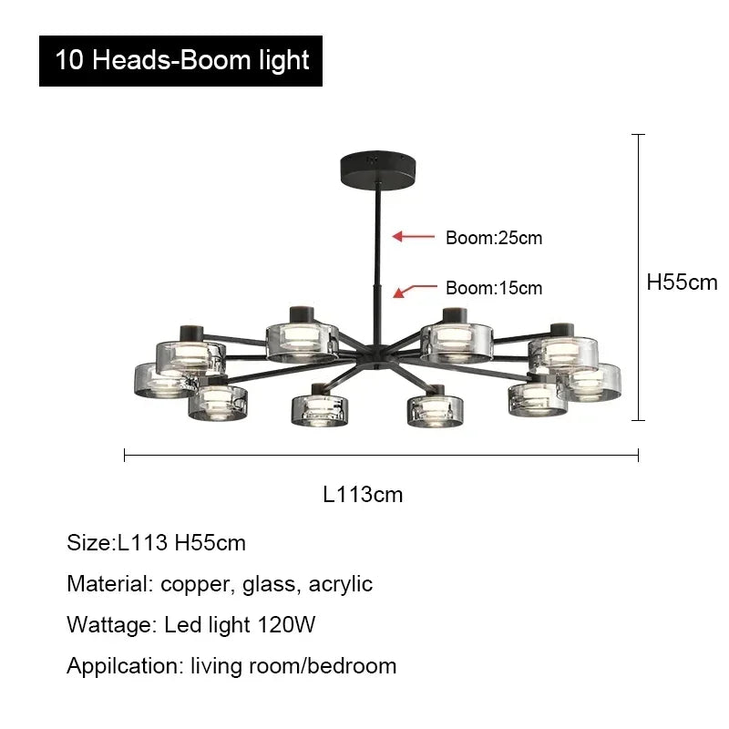 Modern Minimalism Circle Glass Chandelier LED Pendant Lights for Home Decoration
