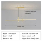 Simple Lines LED Chandelier for Dining Room and Bar Counter