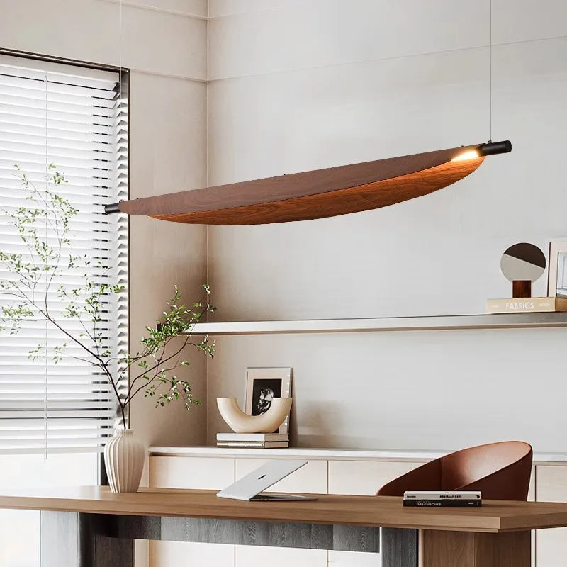 Wood Grain Leaves Pendant Lights: Japanese Wabi Sabi Style Chandelier for Tea Room & Dining